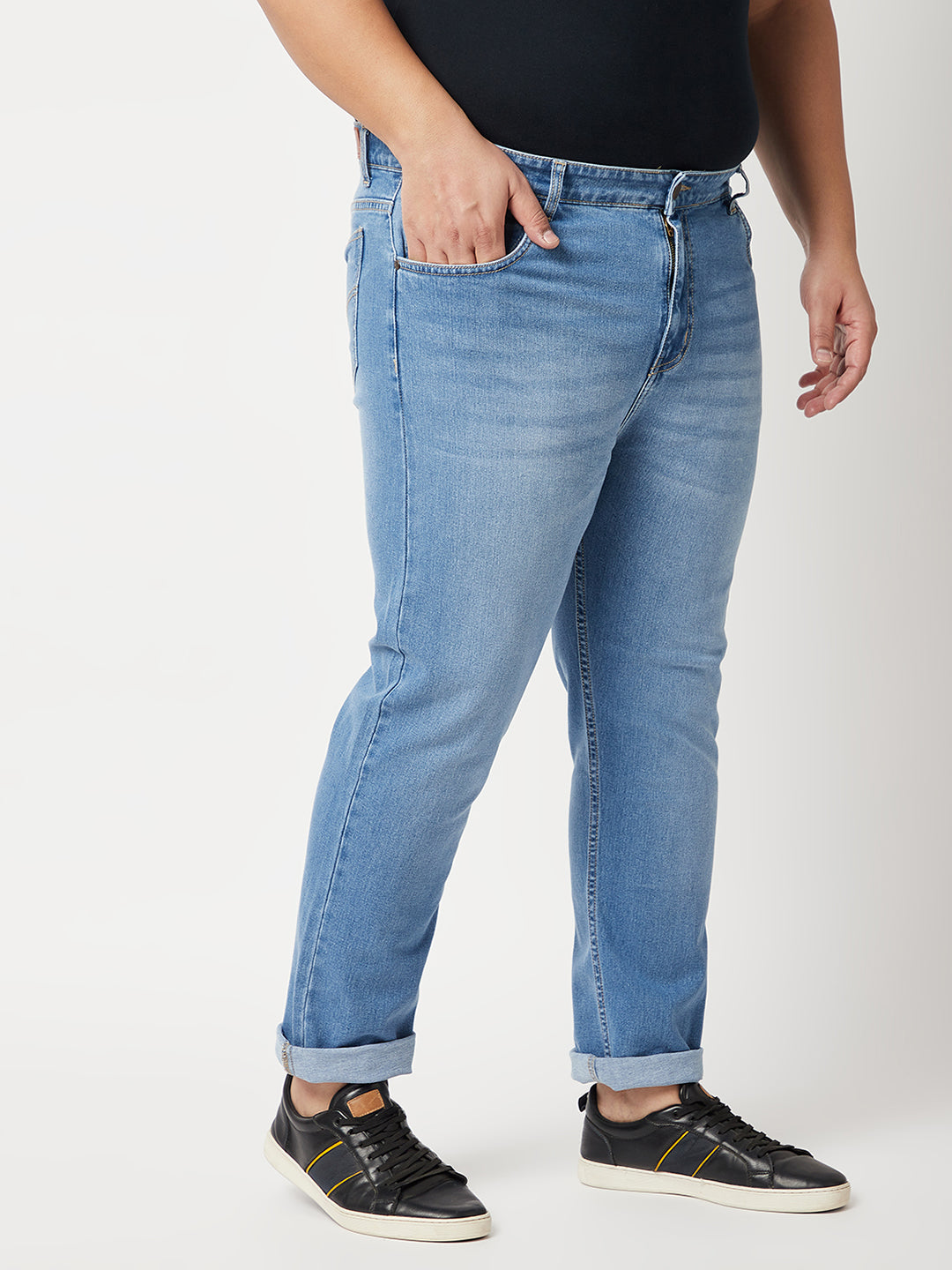 Zush Mens Blue Color Mid Rise Clean Look Regular Fit Plus Size Stretchable Jeans-ZU532