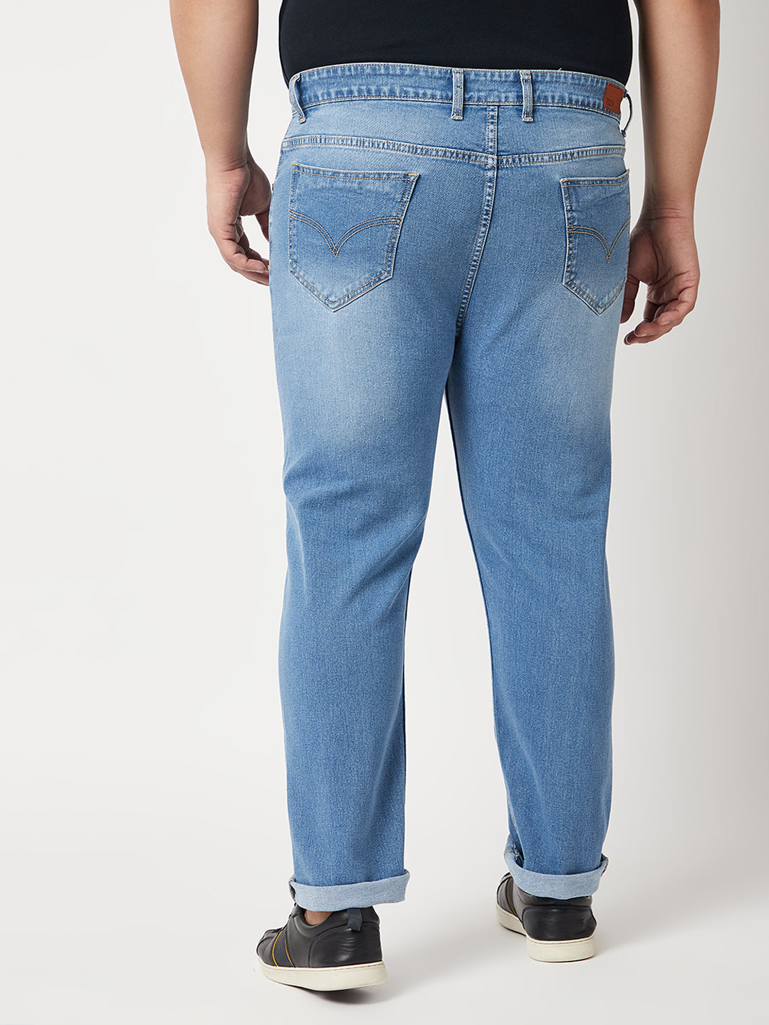 Zush Mens Blue Color Mid Rise Clean Look Regular Fit Plus Size Stretchable Jeans-ZU532