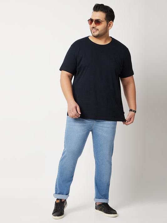 Zush Mens Blue Color Mid Rise Clean Look Regular Fit Plus Size Stretchable Jeans-ZU532