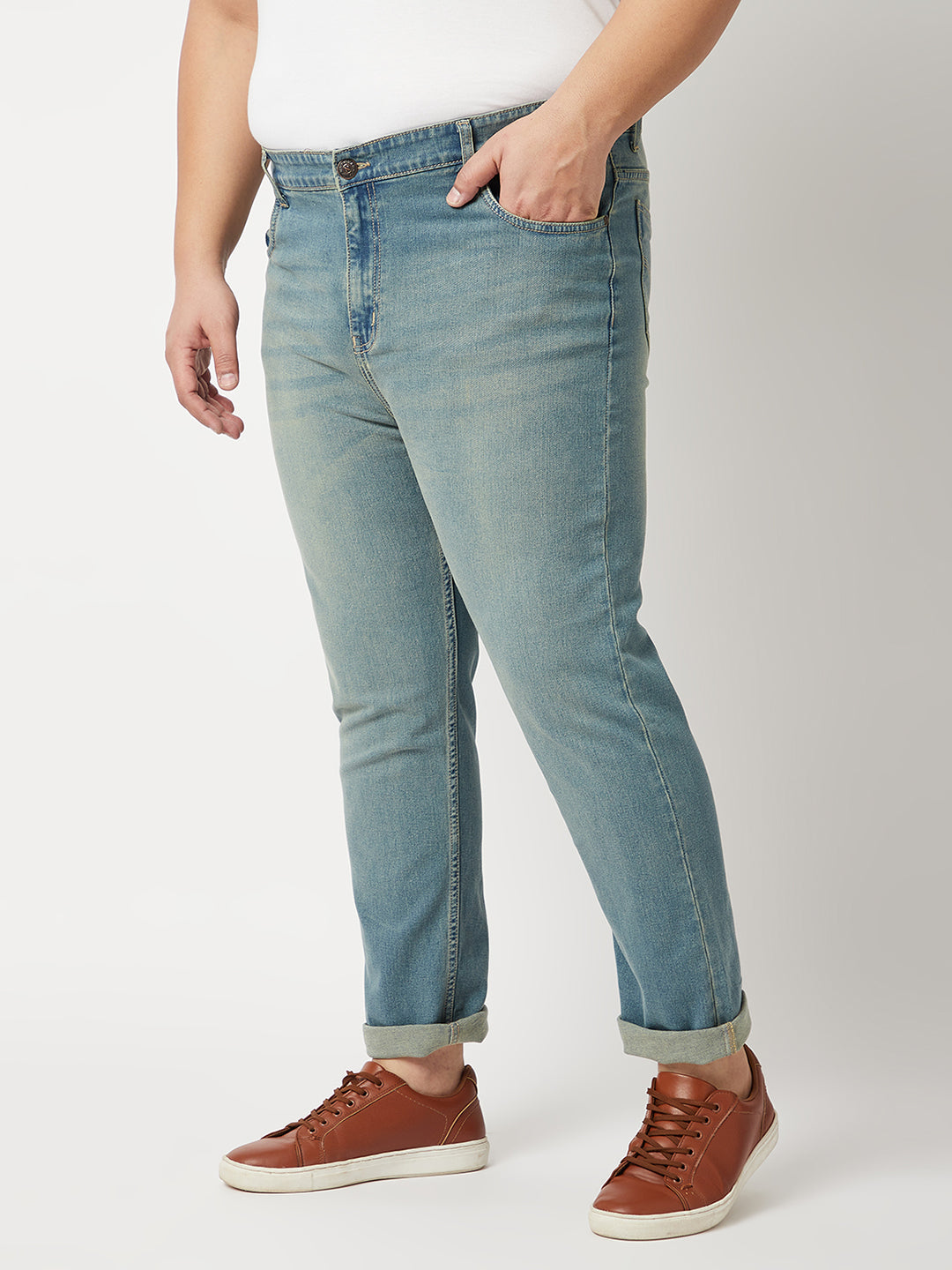 Zush Mens Plus Size Stretchable Blue Color Mid Rise Regular Fit  Jeans-ZU533