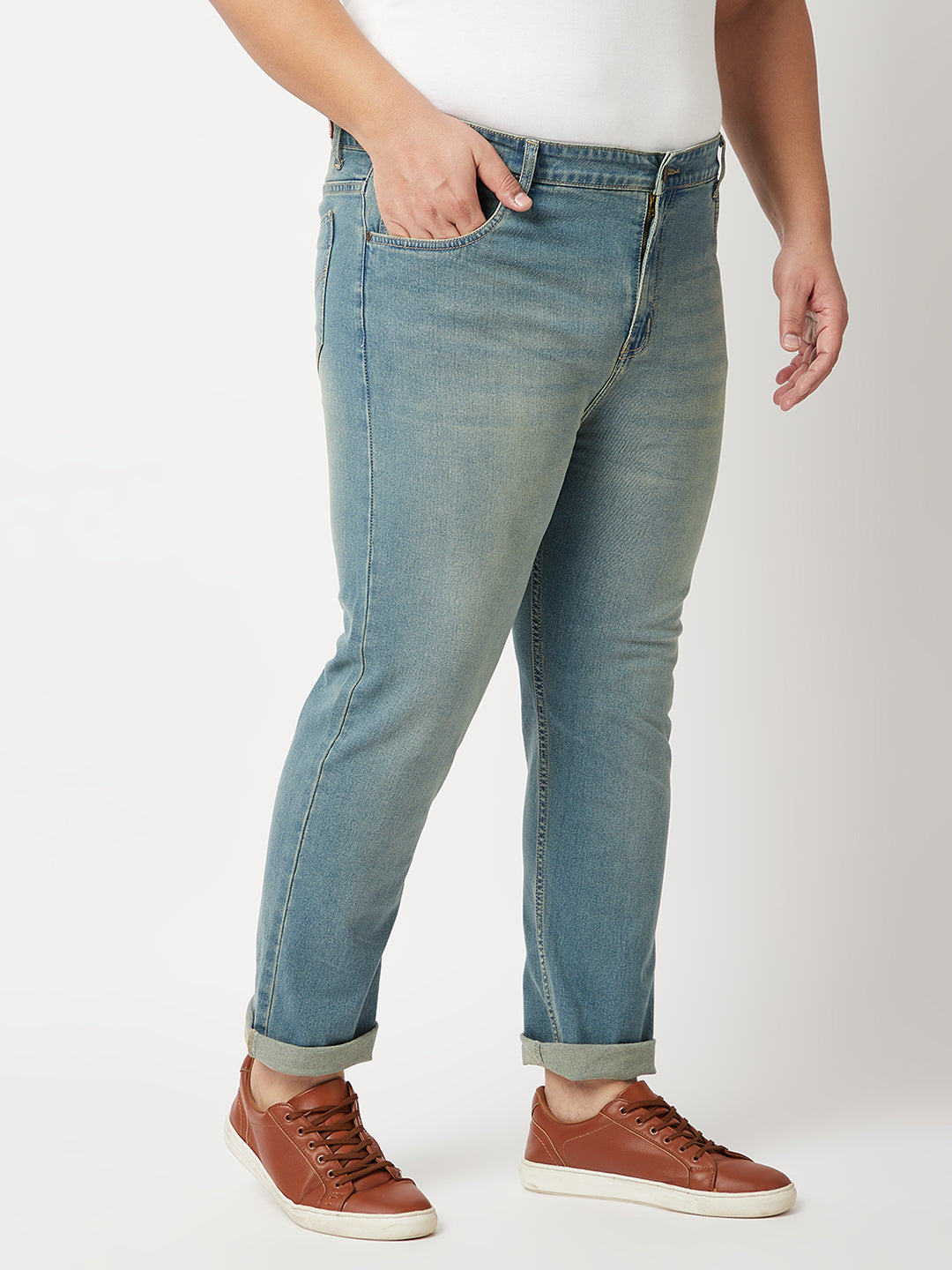 Zush Mens Plus Size Stretchable Blue Color Mid Rise Regular Fit  Jeans-ZU533