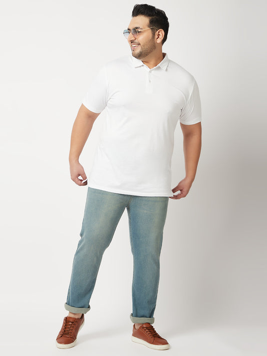 Zush Mens Plus Size Stretchable Blue Color Mid Rise Regular Fit  Jeans-ZU533