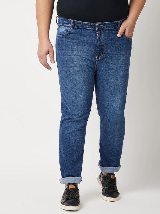 Zush Mens Plus Size Stretchable Dark Blue Color Mid Rise Regular Fit Jeans-ZU534