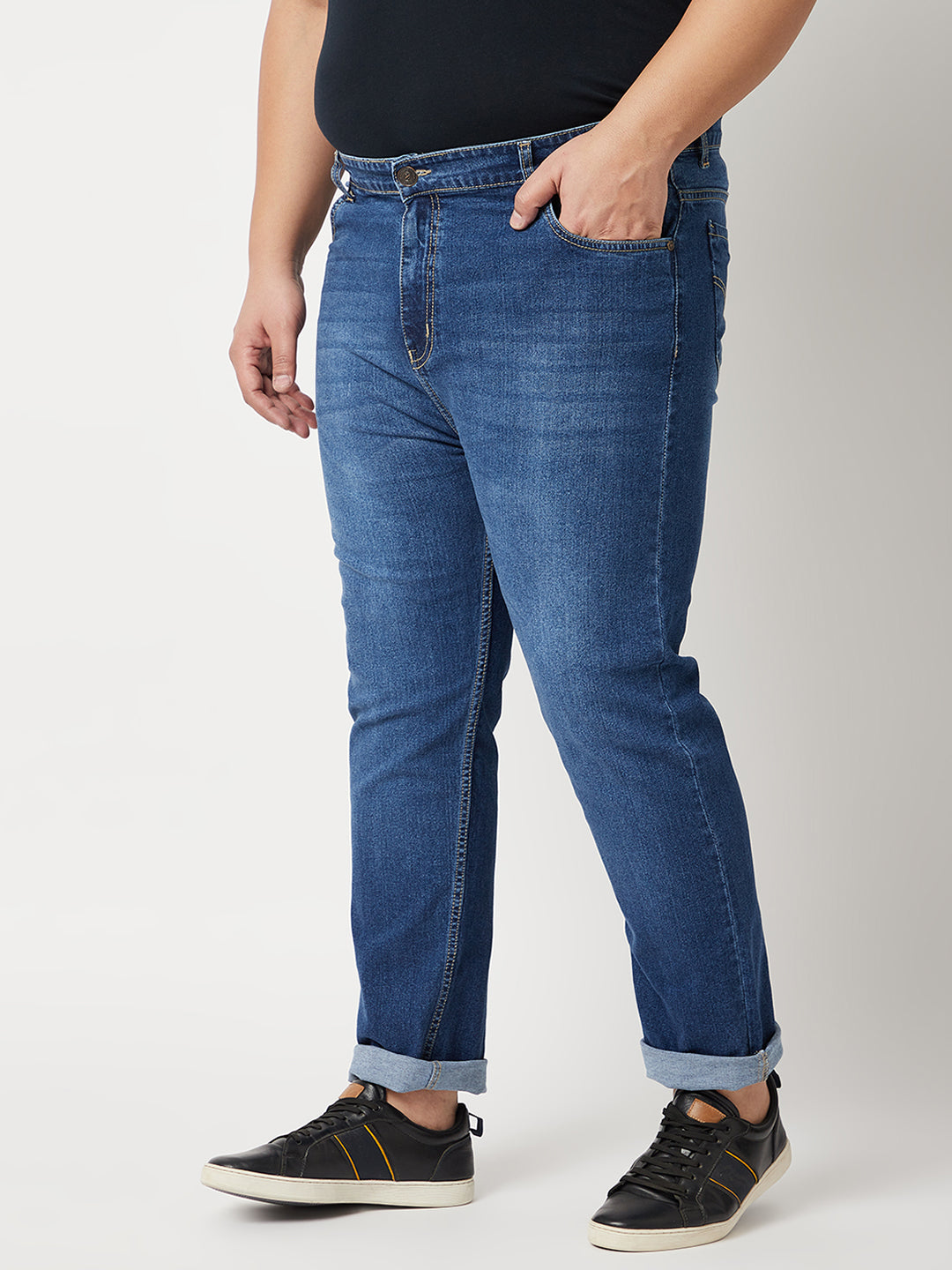 Zush Mens Plus Size Stretchable Dark Blue Color Mid Rise Regular Fit Jeans-ZU534