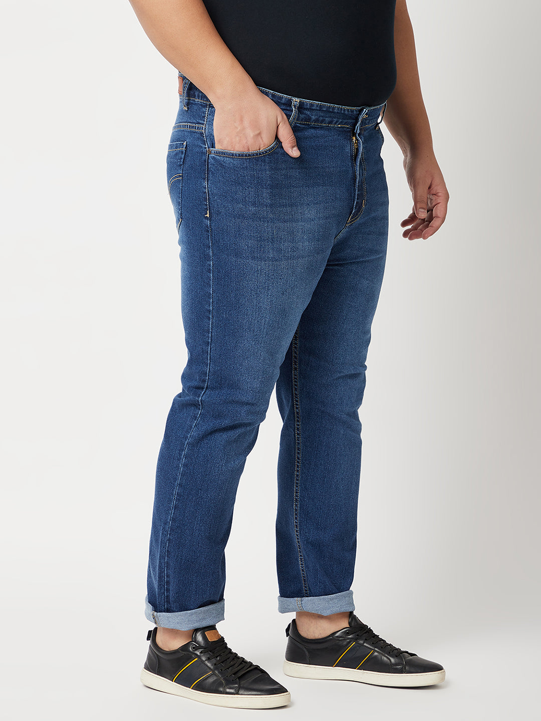 Zush Mens Plus Size Stretchable Dark Blue Color Mid Rise Regular Fit Jeans-ZU534
