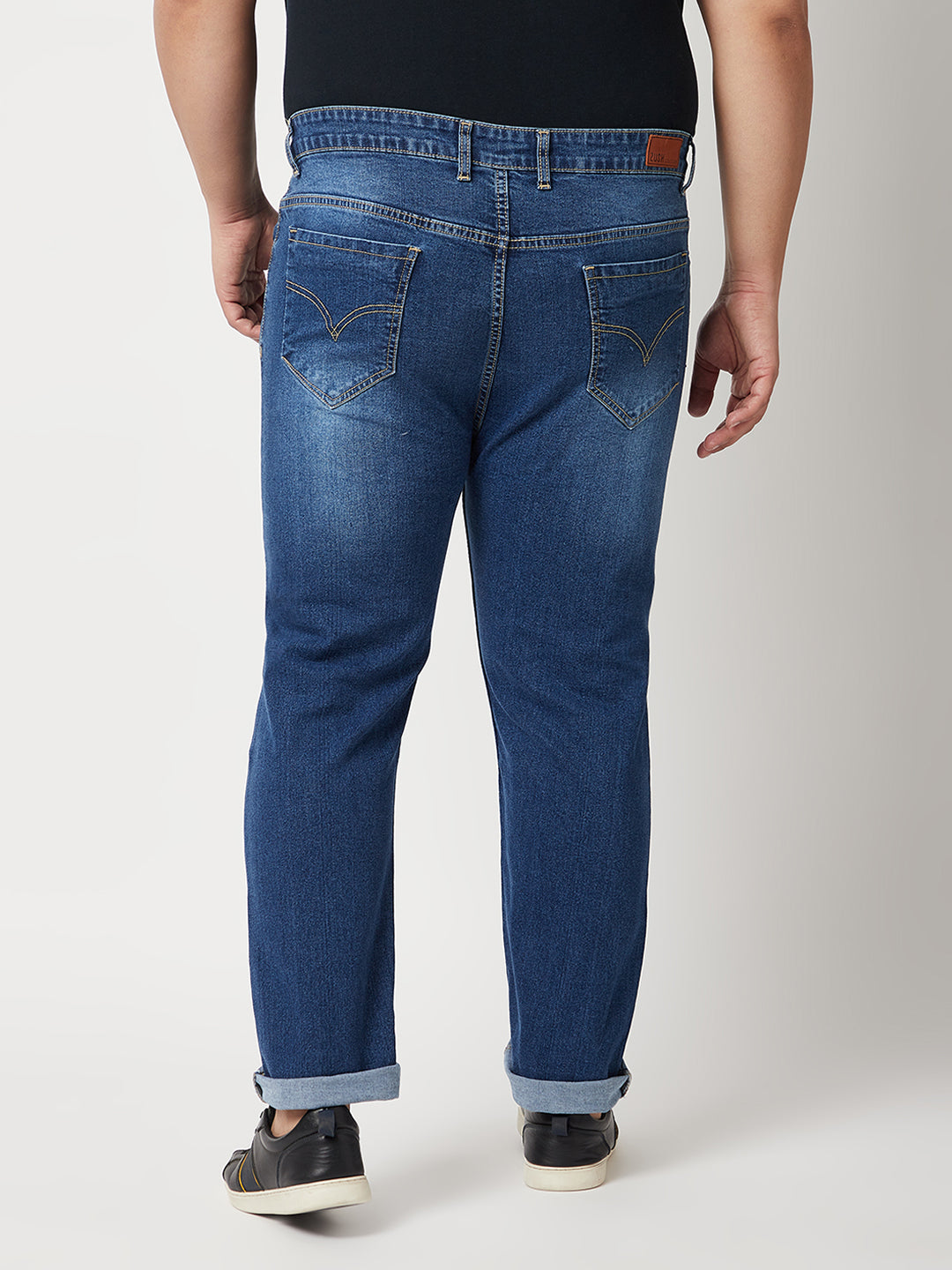Zush Mens Plus Size Stretchable Dark Blue Color Mid Rise Regular Fit Jeans-ZU534
