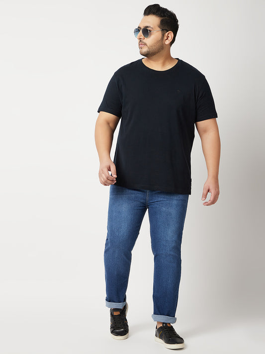 Zush Mens Plus Size Stretchable Dark Blue Color Mid Rise Regular Fit Jeans-ZU534