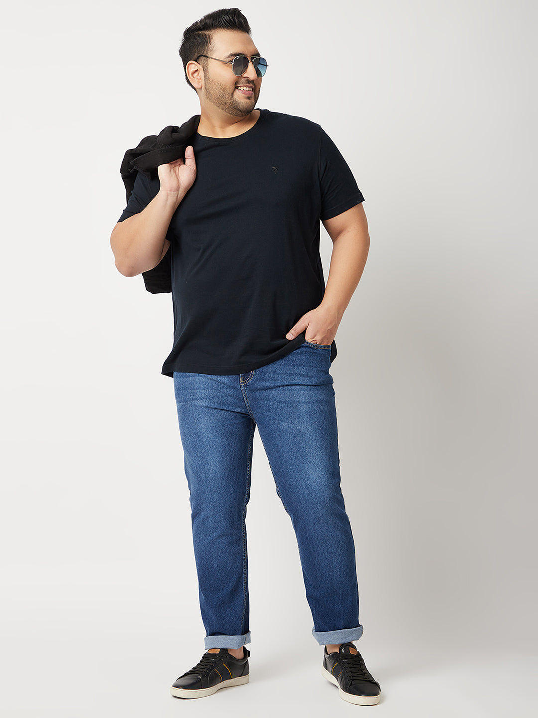 Zush Mens Plus Size Stretchable Dark Blue Color Mid Rise Regular Fit Jeans-ZU534