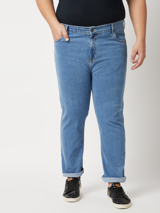 Zush Mens Regular Fit Blue Color Mid Rise Plus Size Stretchable Jeans-ZU535