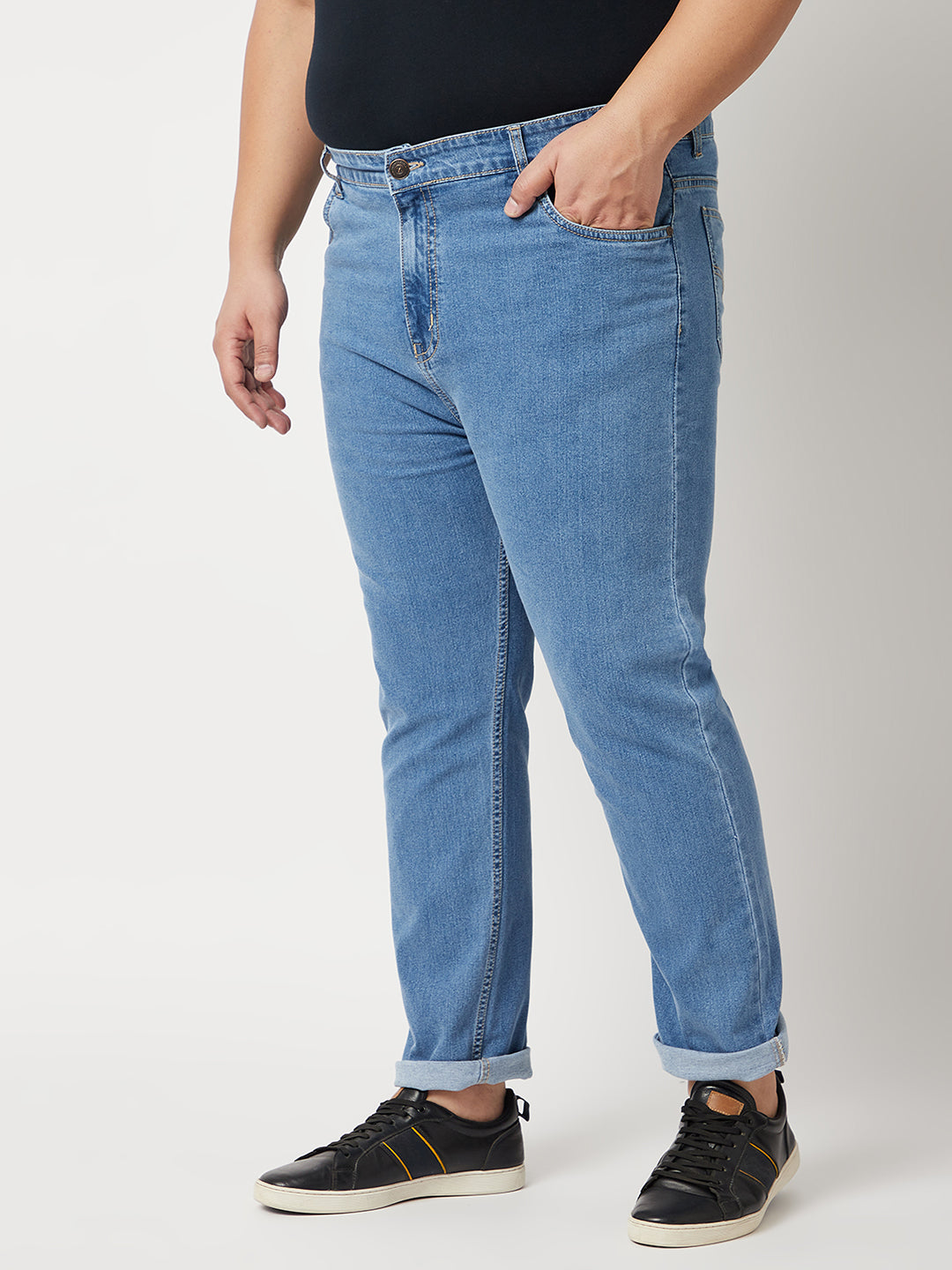 Zush Mens Regular Fit Blue Color Mid Rise Plus Size Stretchable Jeans-ZU535