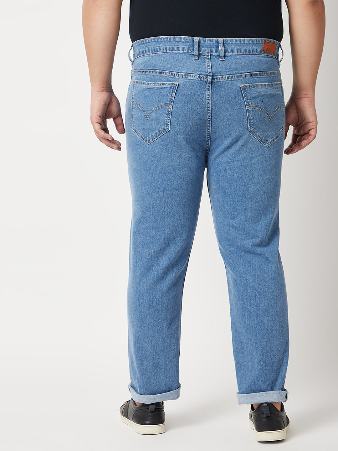 Zush Mens Regular Fit Blue Color Mid Rise Plus Size Stretchable Jeans-ZU535