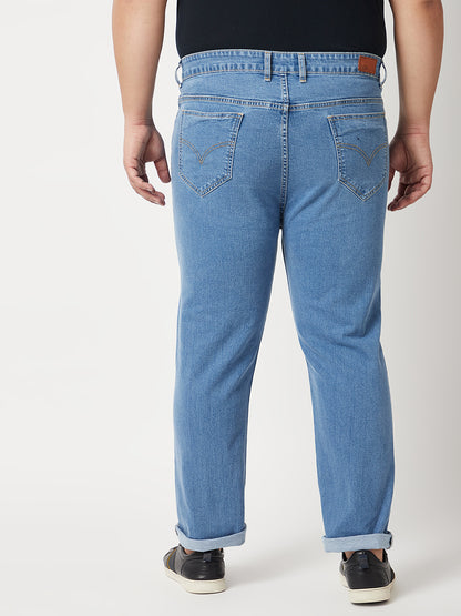 Zush Mens Regular Fit Blue Color Mid Rise Plus Size Stretchable Jeans-ZU535