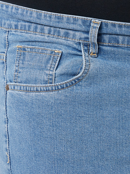 Zush Mens Regular Fit Blue Color Mid Rise Plus Size Stretchable Jeans-ZU535