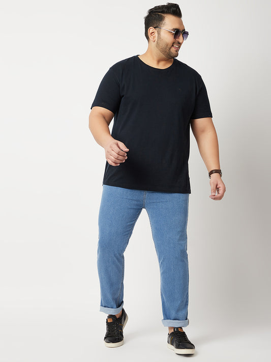 Zush Mens Regular Fit Blue Color Mid Rise Plus Size Stretchable Jeans-ZU535