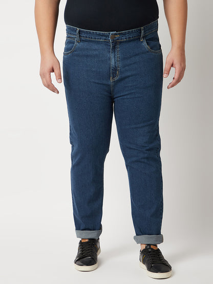 Zush Mens  Plus Size Stretchable Dark Blue Color Mid Rise Regular Fit Jeans-ZU536