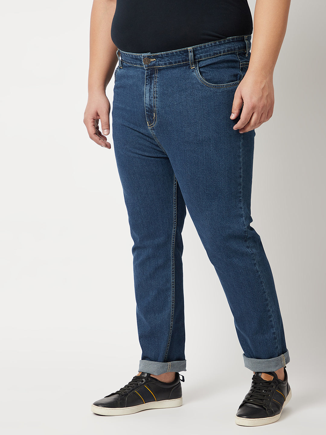 Zush Mens  Plus Size Stretchable Dark Blue Color Mid Rise Regular Fit Jeans-ZU536