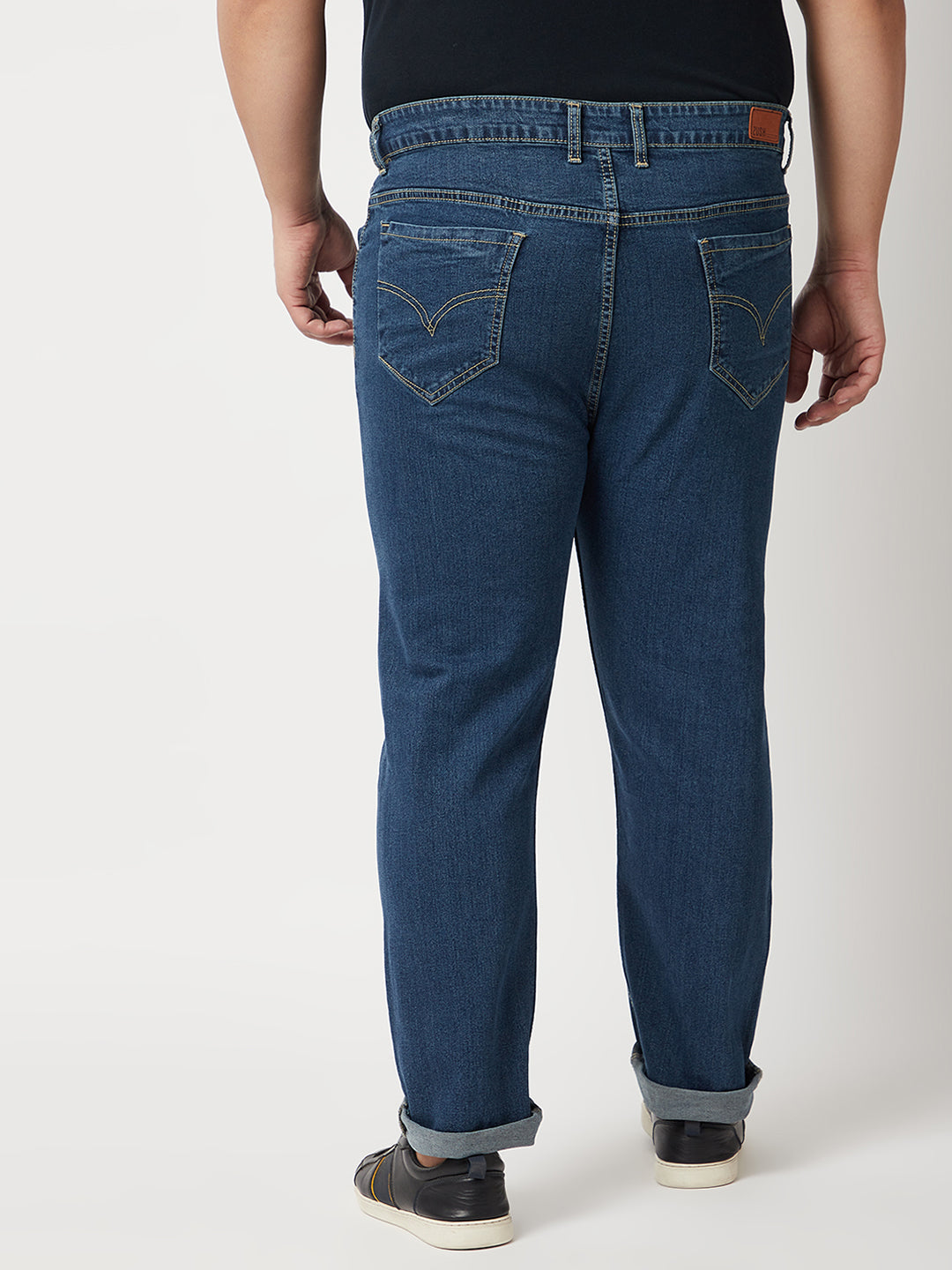 Zush Mens  Plus Size Stretchable Dark Blue Color Mid Rise Regular Fit Jeans-ZU536