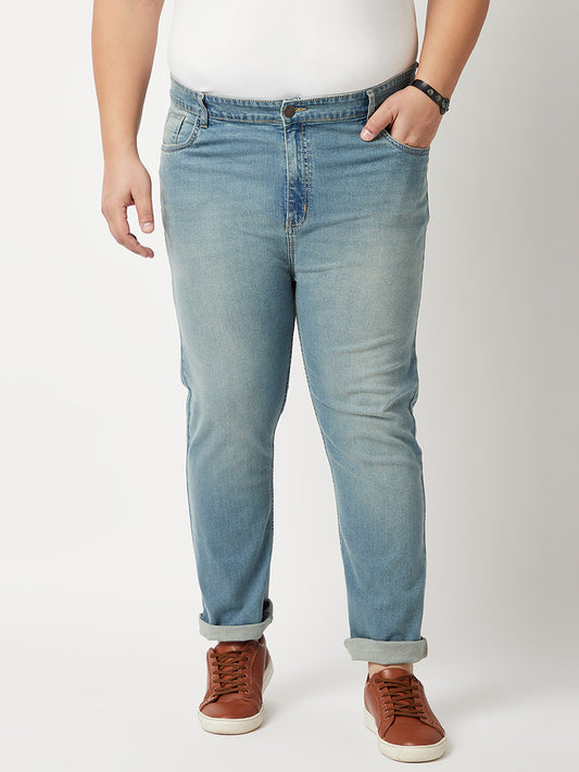 Zush Mens Blue Color Mid Rise Regular Fit Plus Size Stretchable Jeans-ZU537