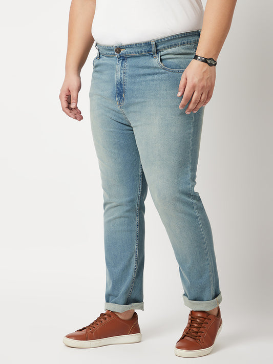 Zush Mens Blue Color Mid Rise Regular Fit Plus Size Stretchable Jeans-ZU537