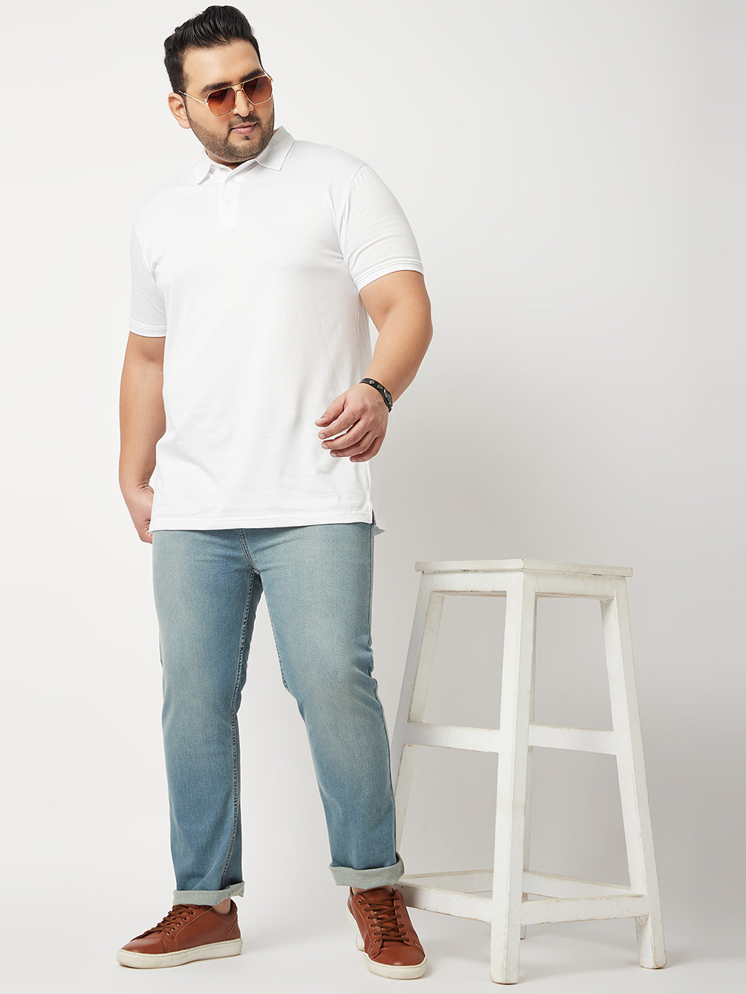 Zush Mens Blue Color Mid Rise Regular Fit Plus Size Stretchable Jeans-ZU537