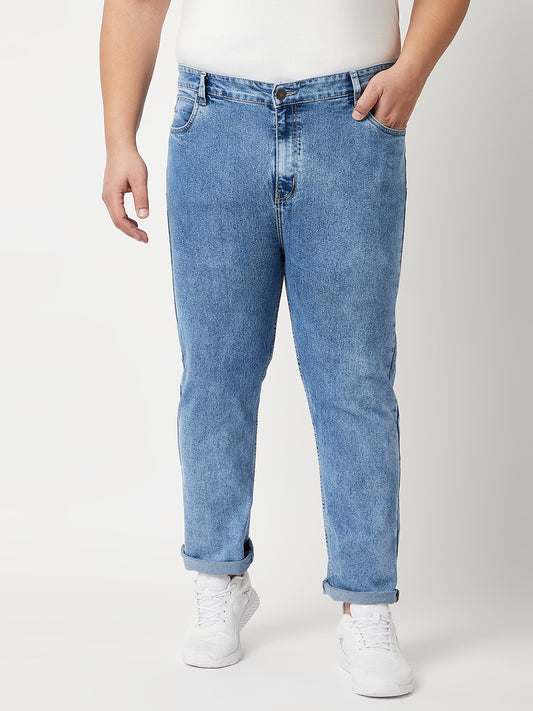 Zush Mens Clean Look Blue Color Mid Rise Regular Fit Plus Size Stretchable Jeans-ZU538