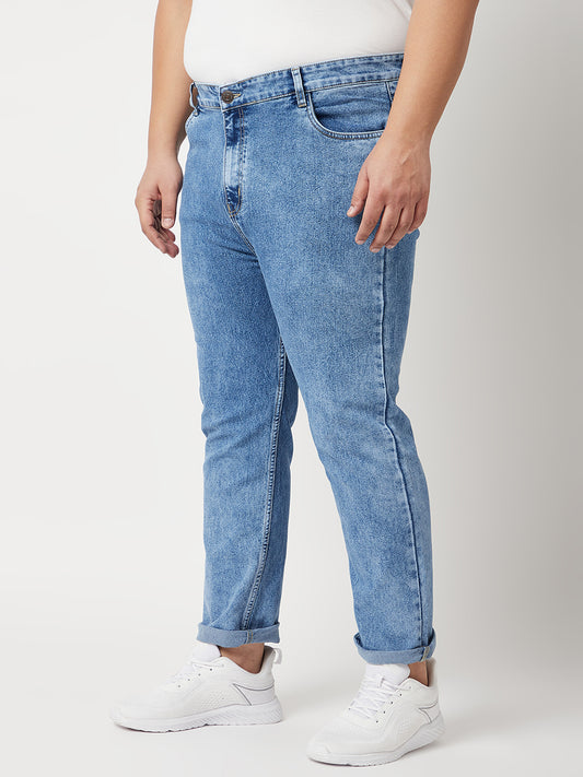 Zush Mens Clean Look Blue Color Mid Rise Regular Fit Plus Size Stretchable Jeans-ZU538