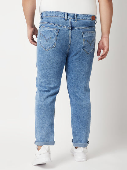 Zush Mens Clean Look Blue Color Mid Rise Regular Fit Plus Size Stretchable Jeans-ZU538