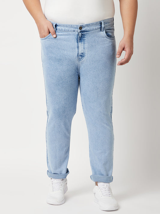 Zush Mens Regular Fit  Light Blue Color Mid Rise Plus Size Stretchable Jeans-ZU539
