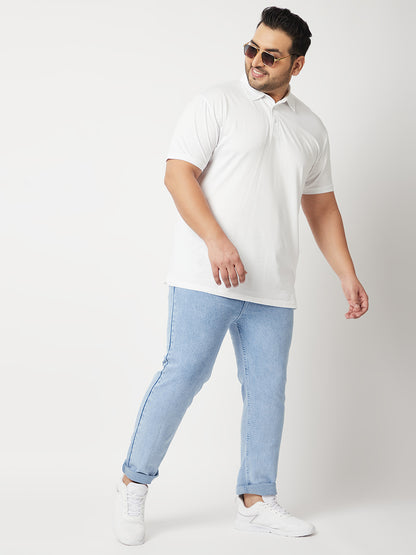 Zush Mens Regular Fit  Light Blue Color Mid Rise Plus Size Stretchable Jeans-ZU539