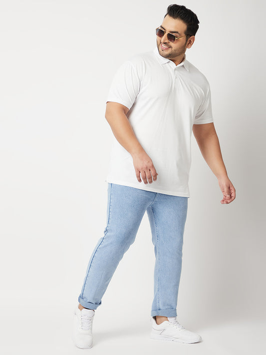 Zush Mens Regular Fit  Light Blue Color Mid Rise Plus Size Stretchable Jeans-ZU539