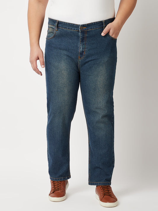 Zush Mens Regular Fit Dark Blue Color Mid Rise Plus Size Stretchable Jeans-ZU541