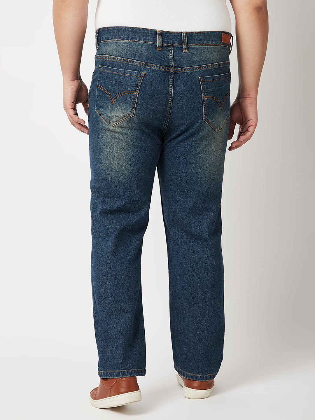 Zush Mens Regular Fit Dark Blue Color Mid Rise Plus Size Stretchable Jeans-ZU541