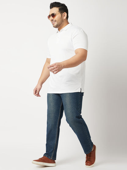 Zush Mens Regular Fit Dark Blue Color Mid Rise Plus Size Stretchable Jeans-ZU541