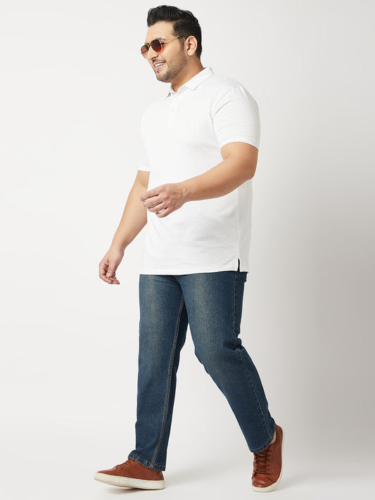 Zush Mens Regular Fit Dark Blue Color Mid Rise Plus Size Stretchable Jeans-ZU541