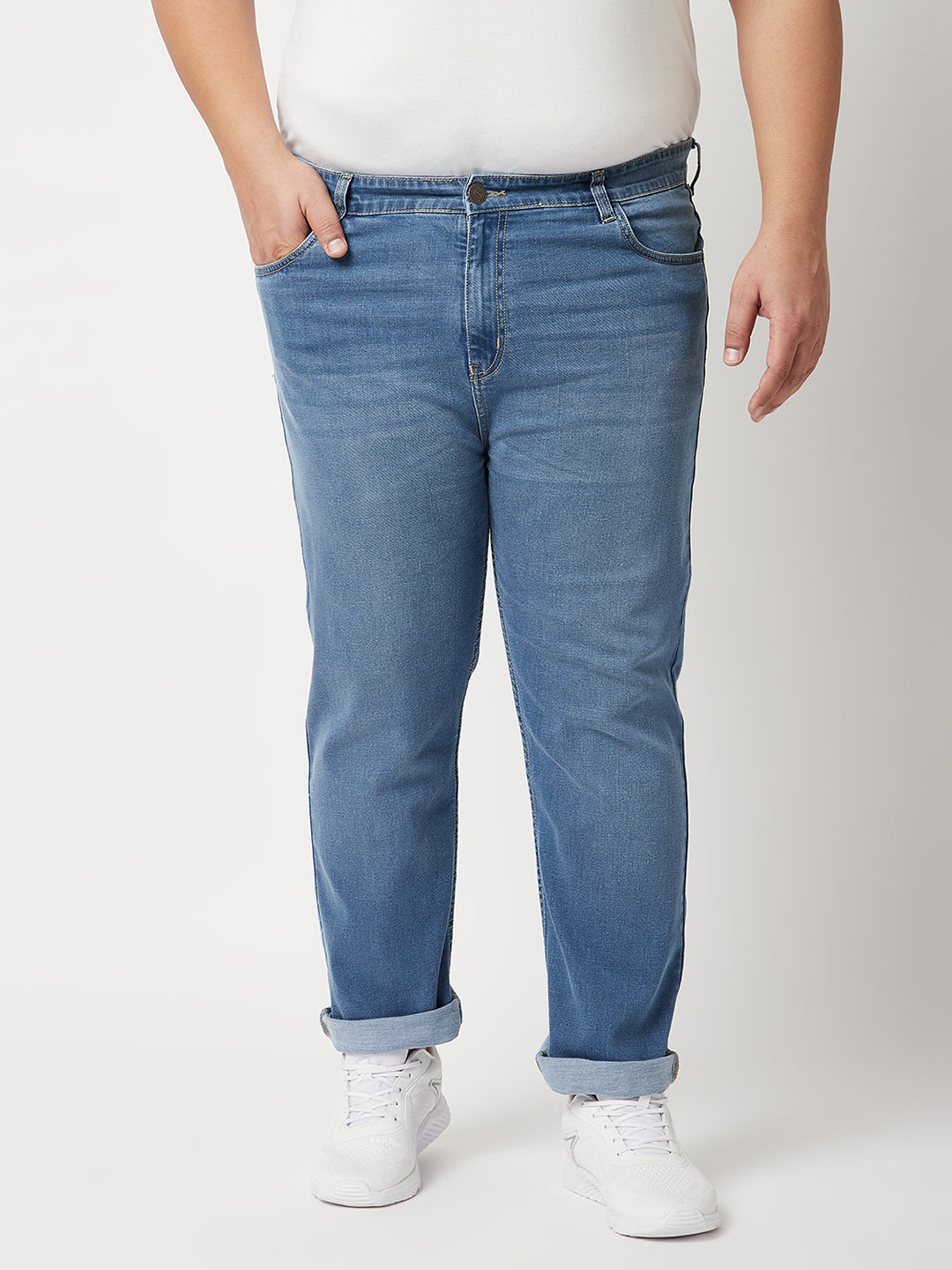 Zush Mens  Plus Size Stretchable Light Blue Color Mid Rise Regular Fit Jeans-ZU542