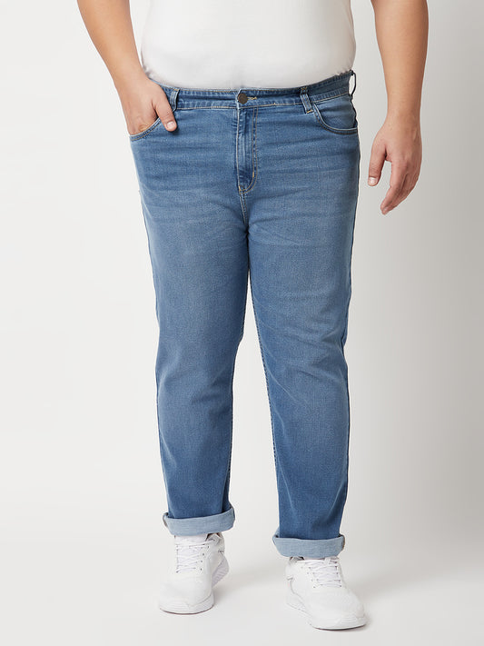 Zush Mens  Plus Size Stretchable Light Blue Color Mid Rise Regular Fit Jeans-ZU542
