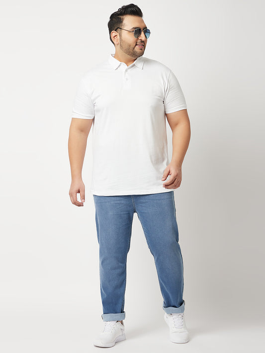 Zush Mens  Plus Size Stretchable Light Blue Color Mid Rise Regular Fit Jeans-ZU542