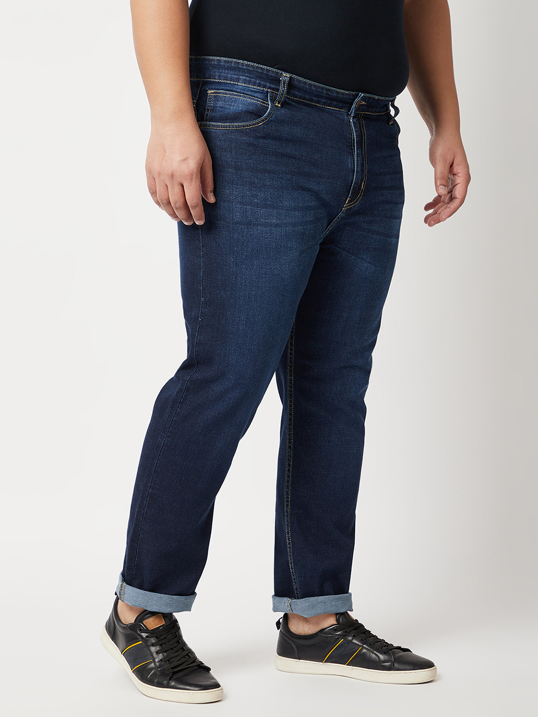 Zush Mens Mid Rise Regular Fit Plus Size Dark Blue Color Stretchable Jeans-ZU543