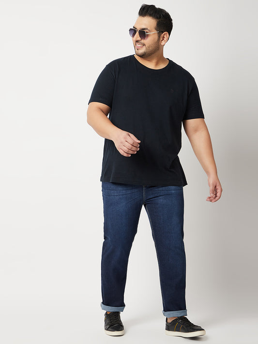 Zush Mens Mid Rise Regular Fit Plus Size Dark Blue Color Stretchable Jeans-ZU543
