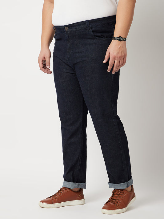 Zush Mens Dark Blue Color Mid Rise Regular Fit Plus Size Stretchable Denim Jeans-ZU544