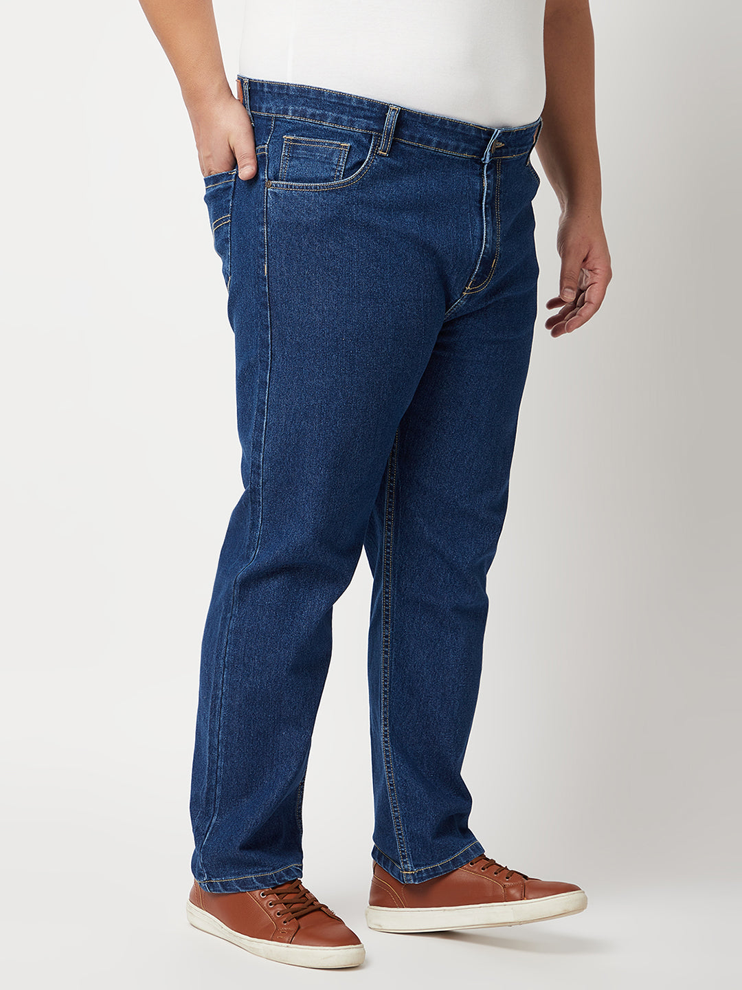 Zush Men's Plus Size stretchable Denim Jeans in Dark Blue color - Regular fit ZU540