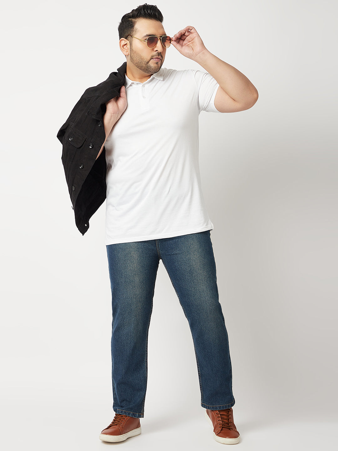 Zush Men's Plus Size stretchable Denim Jeans in Dark Blue color - Regular fit ZU541