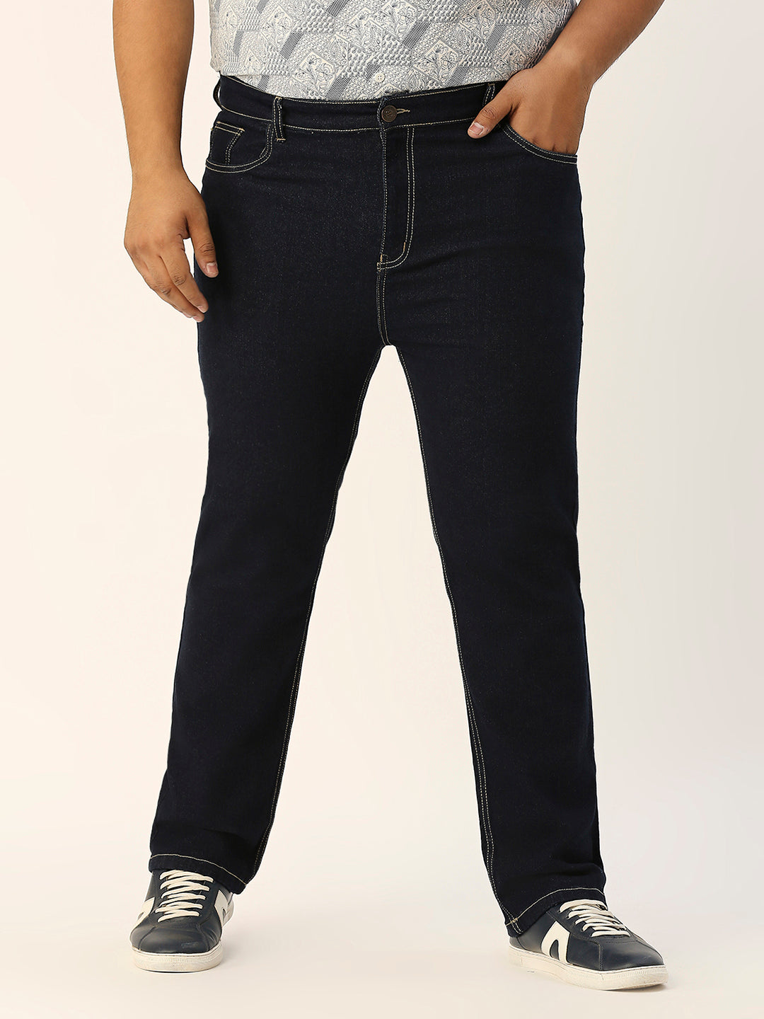 ZUSH CASUAL MEN'S PLUS SIZE STRECTCHABLE DARK BLUE COLOR JEANS-ZU548