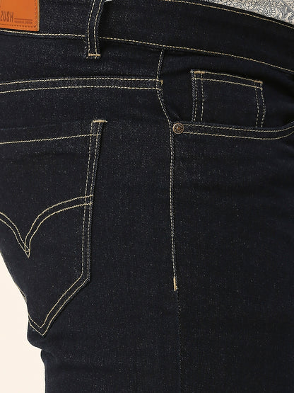ZUSH CASUAL MEN'S PLUS SIZE STRECTCHABLE DARK BLUE COLOR JEANS-ZU548