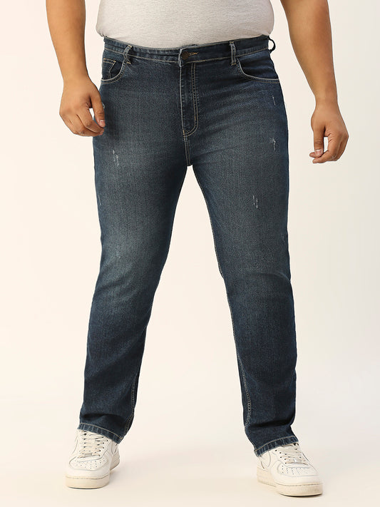 ZUSH CASUAL MEN'S PLUS SIZE STRECTCHABLE DARK BLUE COLOR JEANS-ZU554