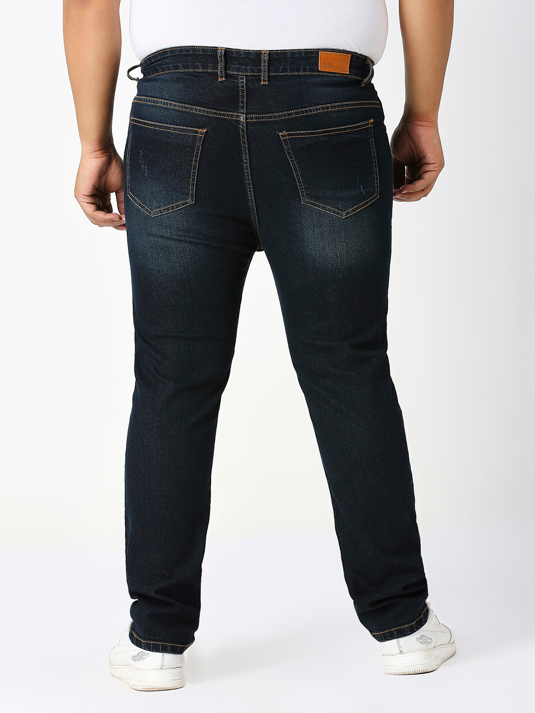 Zush Casual Plus size Stretchable Regular fit Cat Scratches Dark blue color jeans for Men's-ZU568