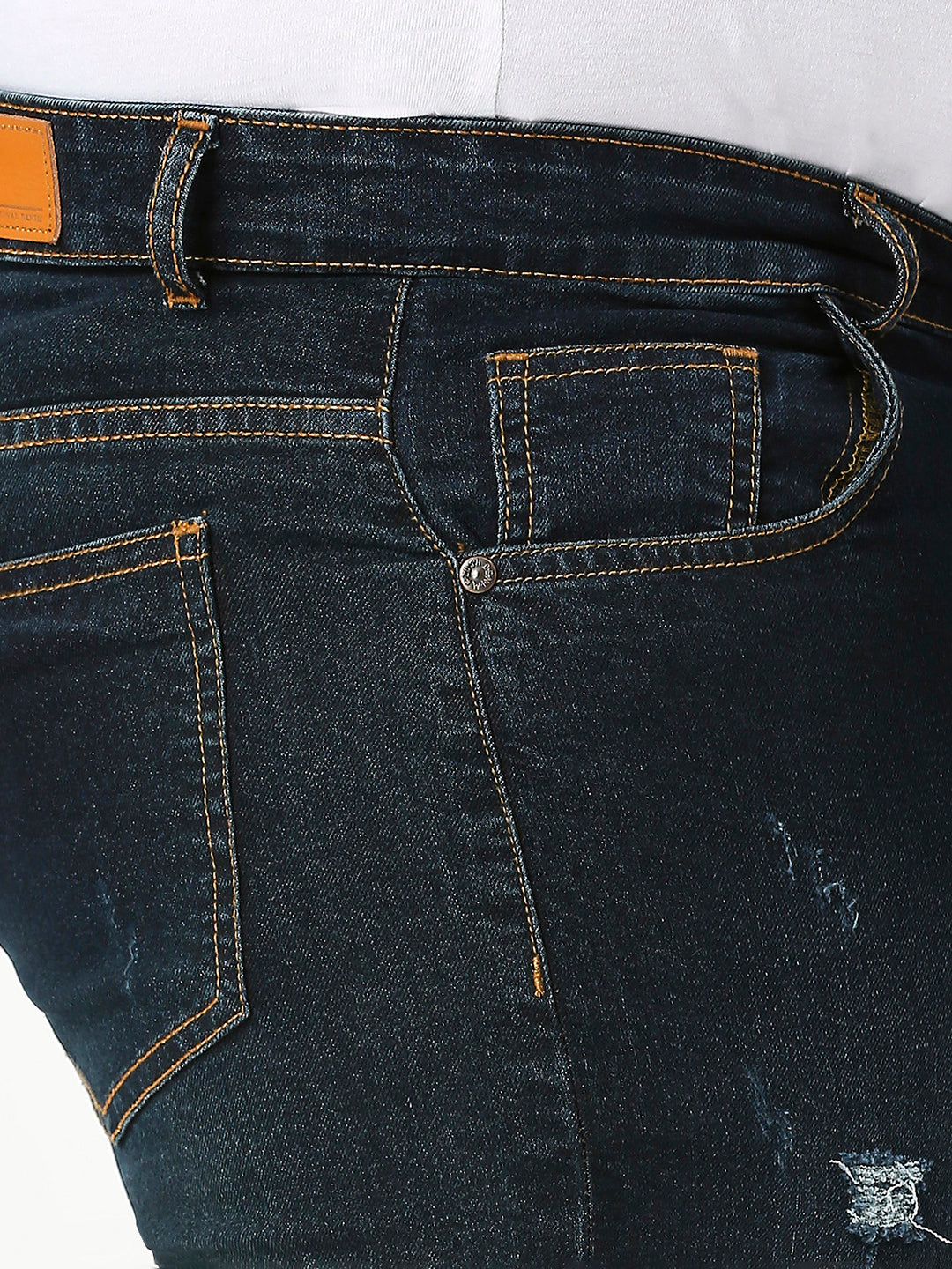 Zush Casual Plus size Stretchable Regular fit Cat Scratches Dark blue color jeans for Men's-ZU568