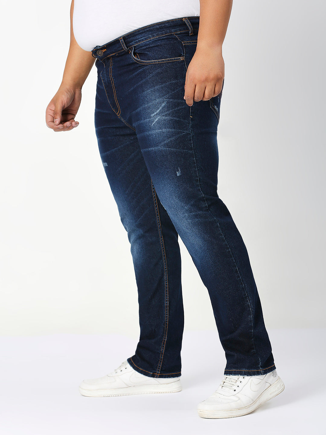 Zush Plus size Casual Stretchable Regular fit Cat Scratches Dark blue color jeans for Men's-ZU570