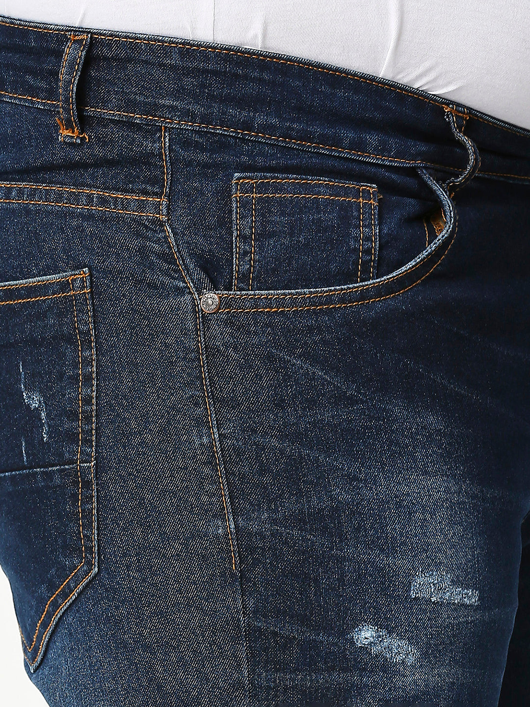 Zush Plus size Casual Stretchable Regular fit Cat Scratches Dark blue color jeans for Men's-ZU570