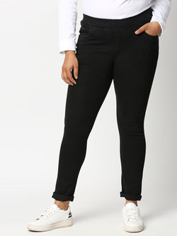 Zush Casual Denim plus size stretchable jeggings for Women's in black – zush